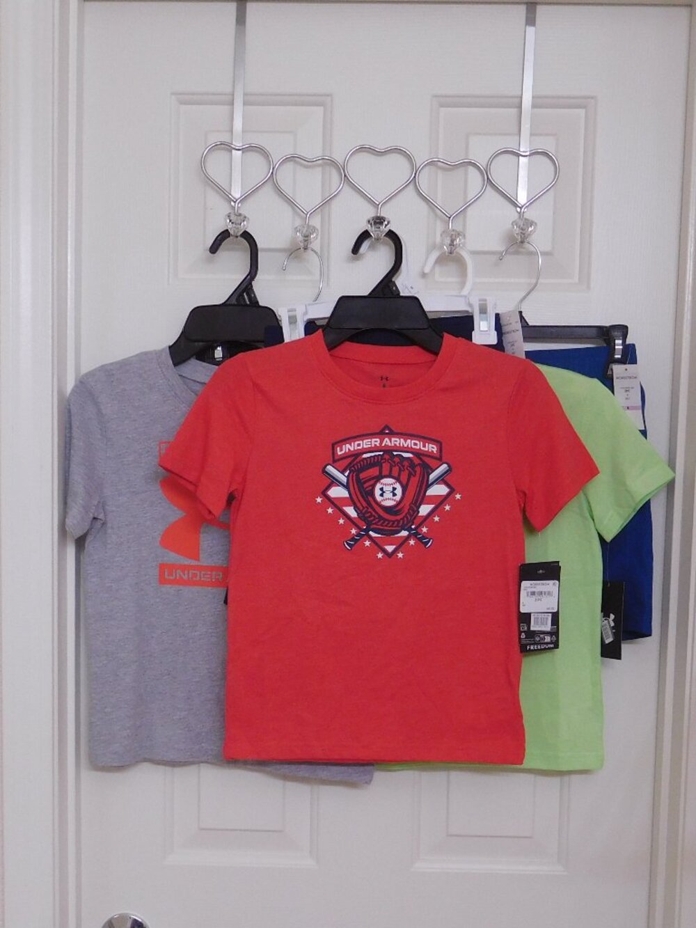 NWT 3 Under Armour 2pc Shirt & Shorts Sets Red Baseball Gray Bundle sz 6
